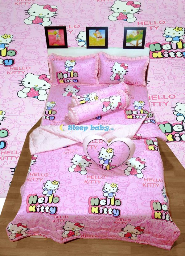 Girls bedding set pink hello kitty